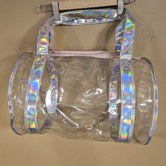 PVC HOLOGRAPHIC AND PINK CLEAR DUFFEL BAG - Picture 5 of 5